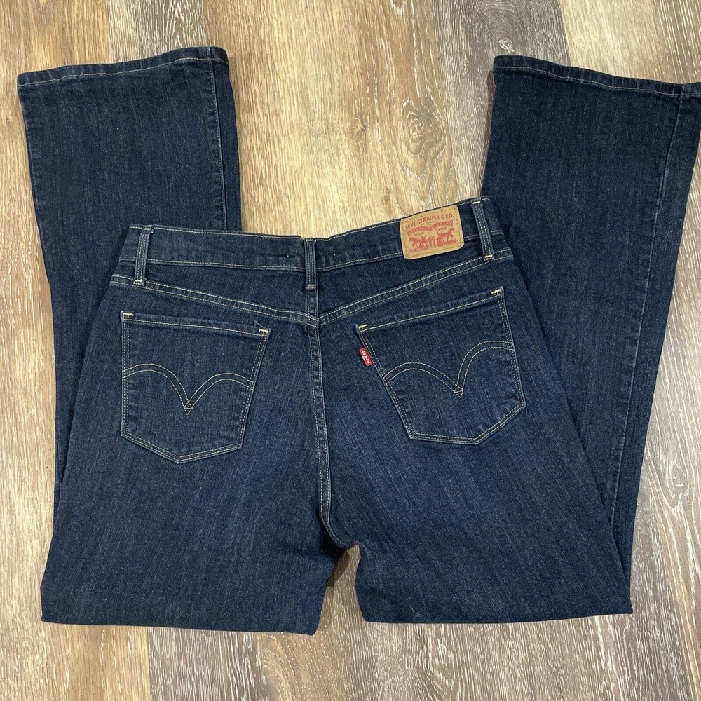 Levis Strauss 515 Women's Jeans size 10 M boot cut stretch Dark denim blue